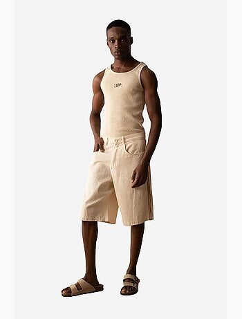 Calções de gabardina bordados giesto