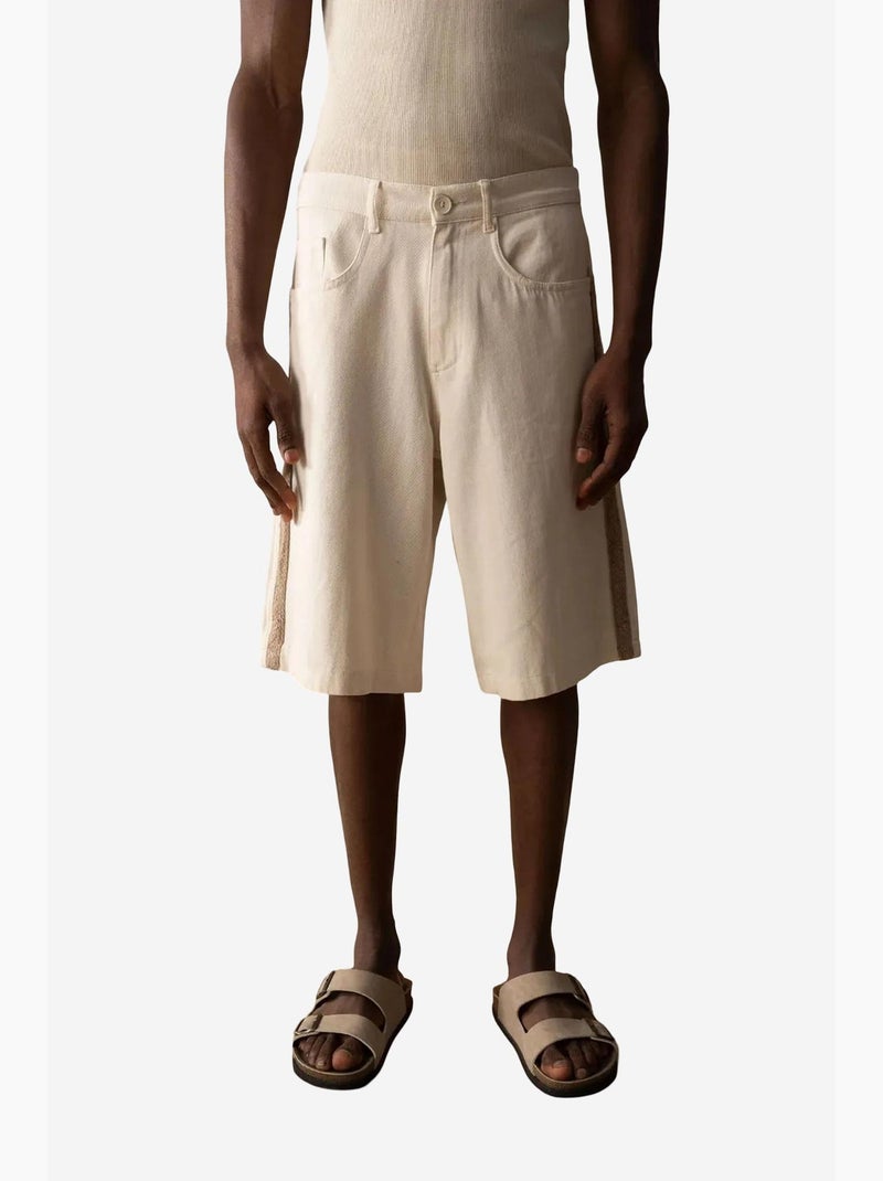 Calções de gabardina bordados giesto Bege-argila - Kiabi