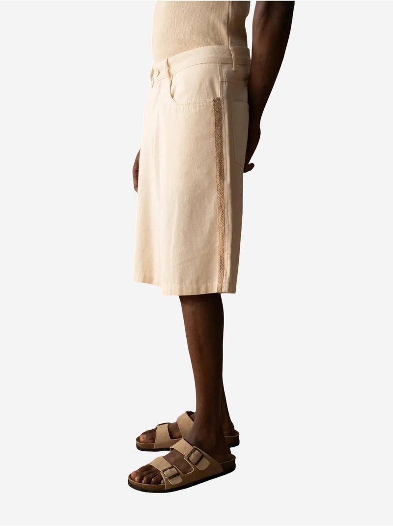 Calções de gabardina bordados giesto Bege-argila - Kiabi