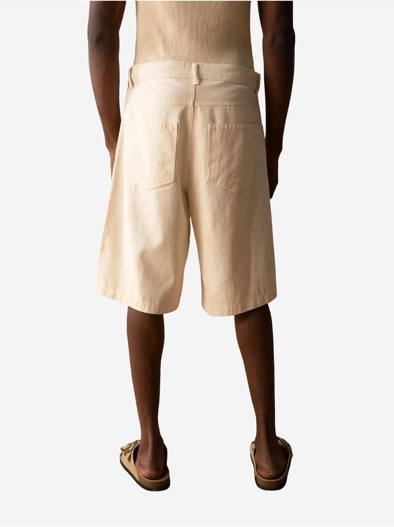 Calções de gabardina bordados giesto Bege-argila - Kiabi