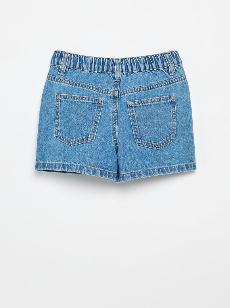 Calções de ganga bordados Azul - Kiabi