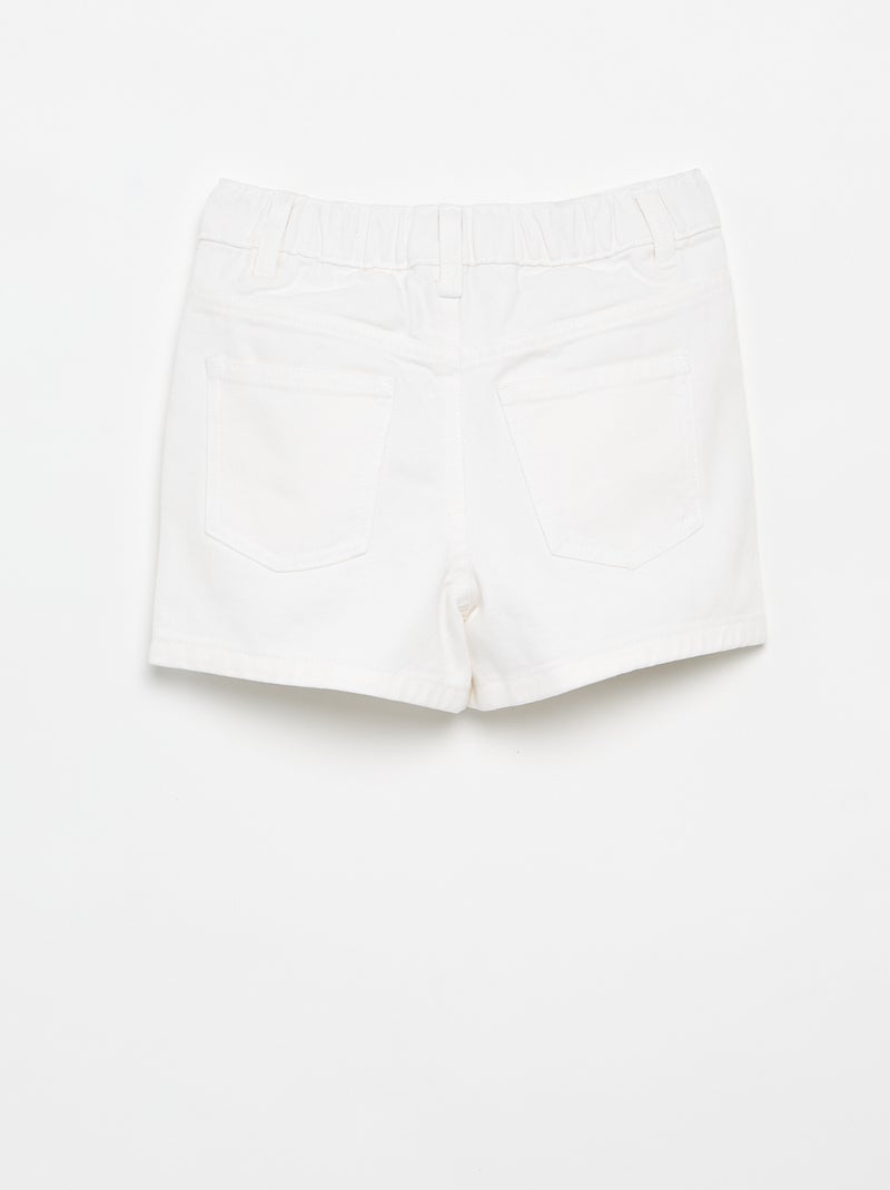 Calções de ganga bordados Branco - Kiabi