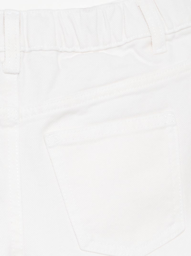 Calções de ganga bordados Branco - Kiabi