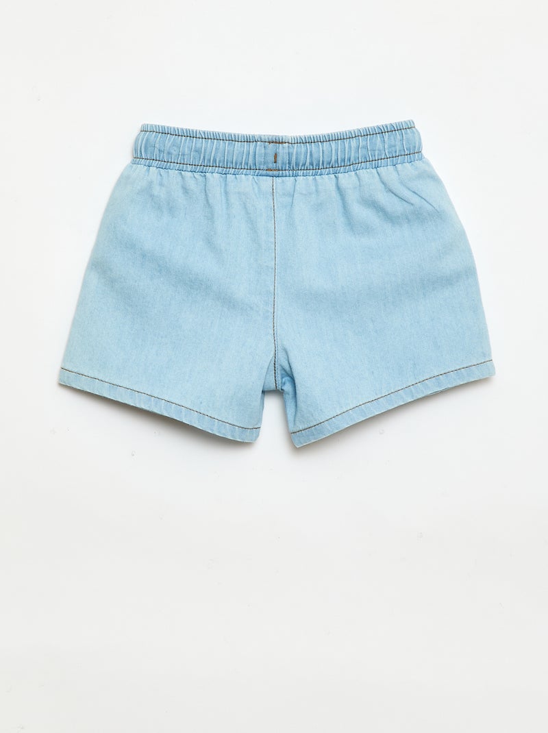 Calções de ganga com 2 bolsos grandes Azul - Kiabi