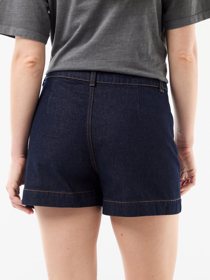 Calções de ganga com bolsos entrançados Azul - Kiabi