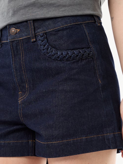 Calções de ganga com bolsos entrançados - Kiabi