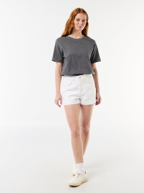 Calções de ganga com bolsos entrançados - Kiabi