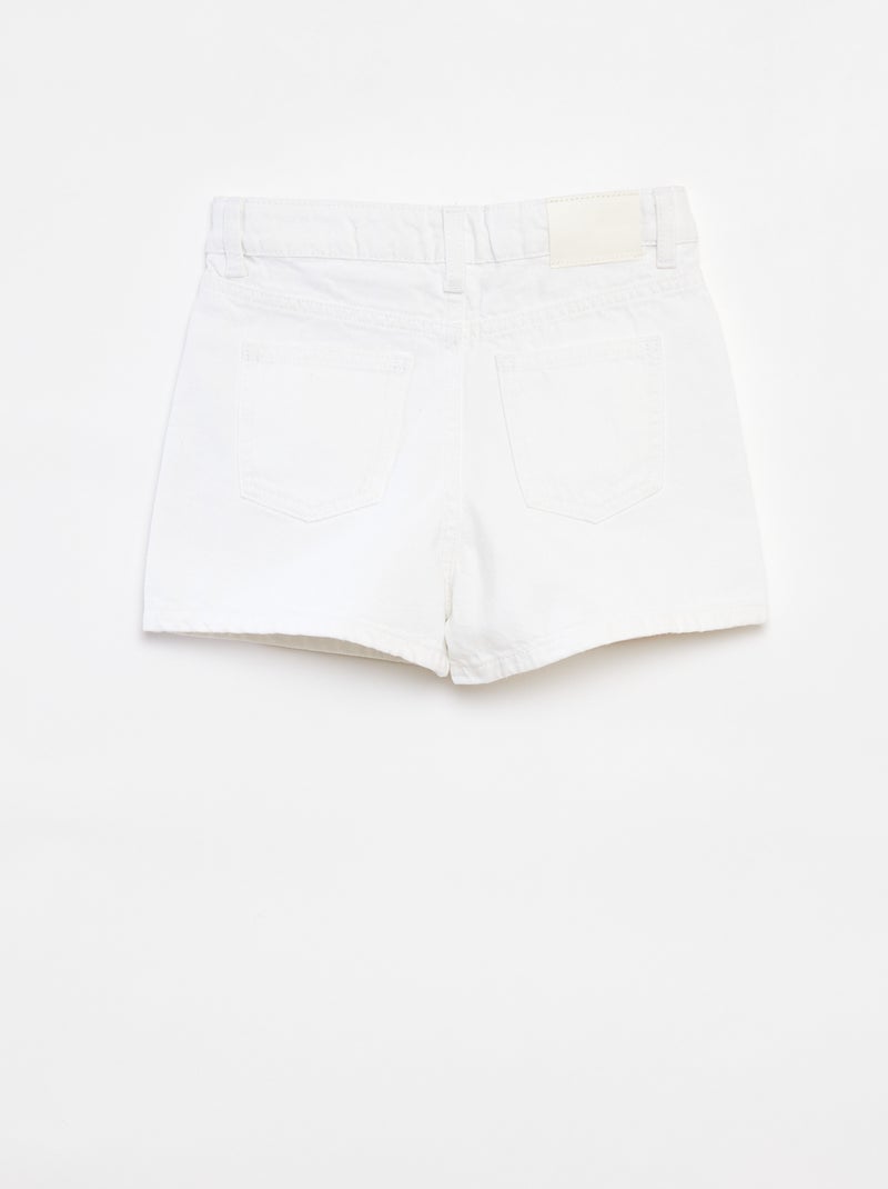 Calções de ganga com bordados BRANCO - Kiabi