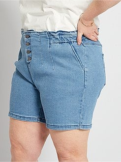 Calções de ganga com botões - Kiabi