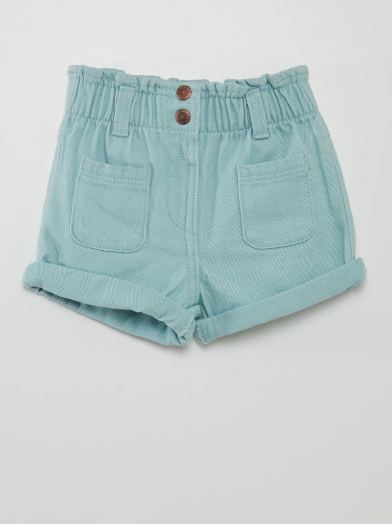 Calções de ganga com efeito favos de mel AZUL - Kiabi
