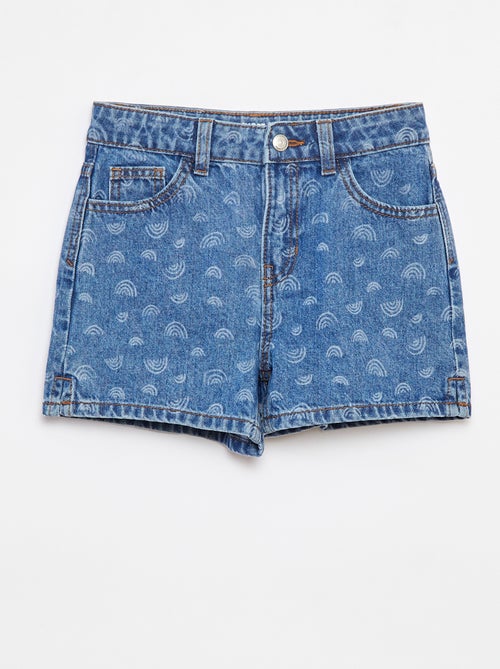 Calções de ganga com estampado - Kiabi