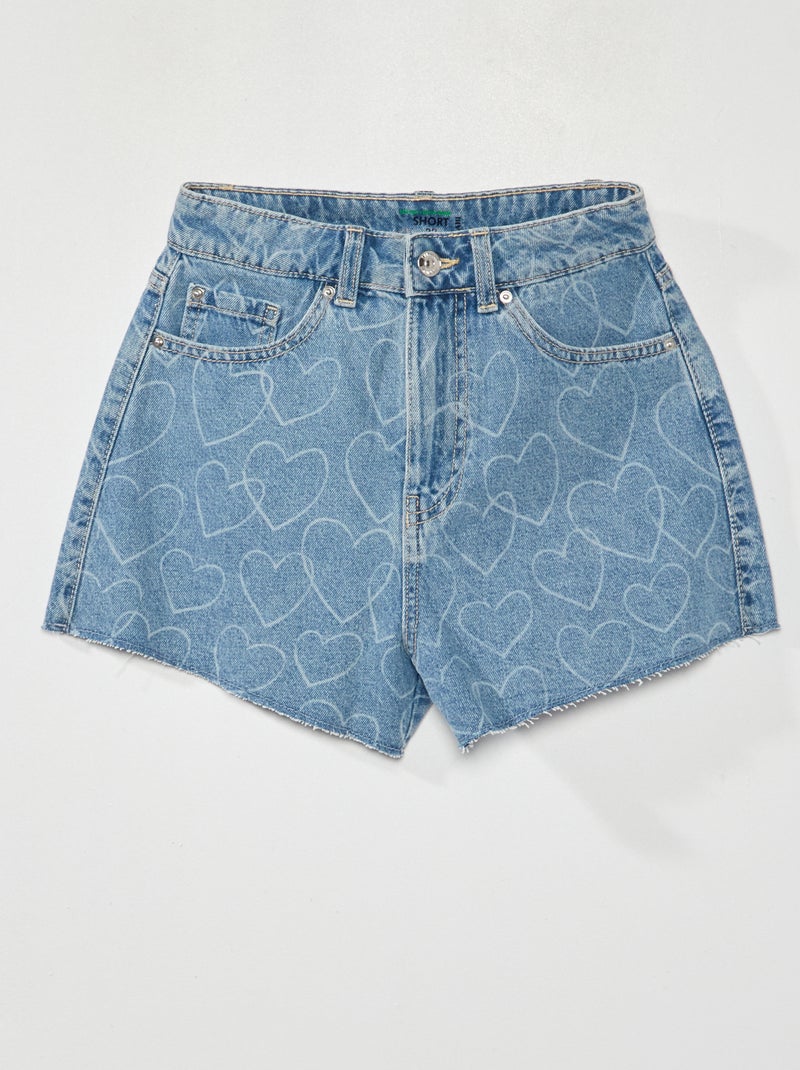 Calções de ganga com motivos Azul - Kiabi