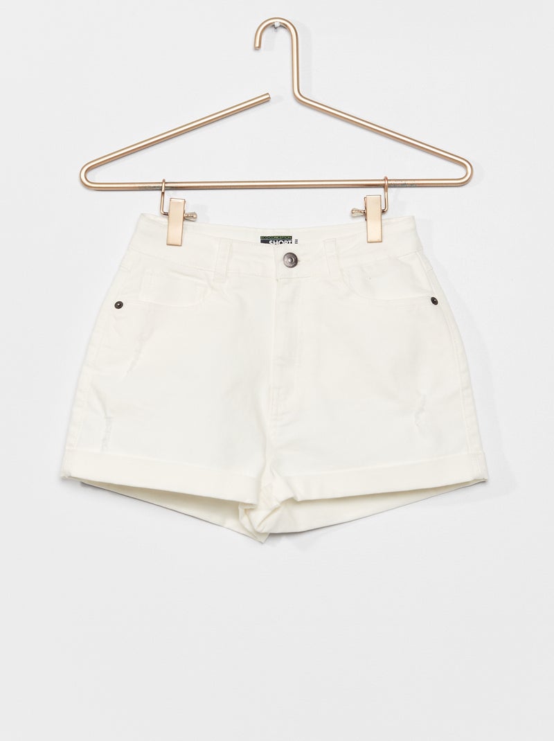 Calções de ganga com rasgões Branco - Kiabi
