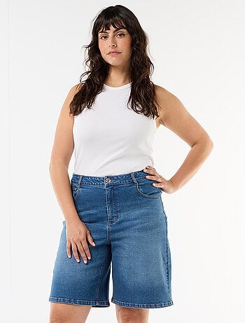 Calções de ganga de cintura subida