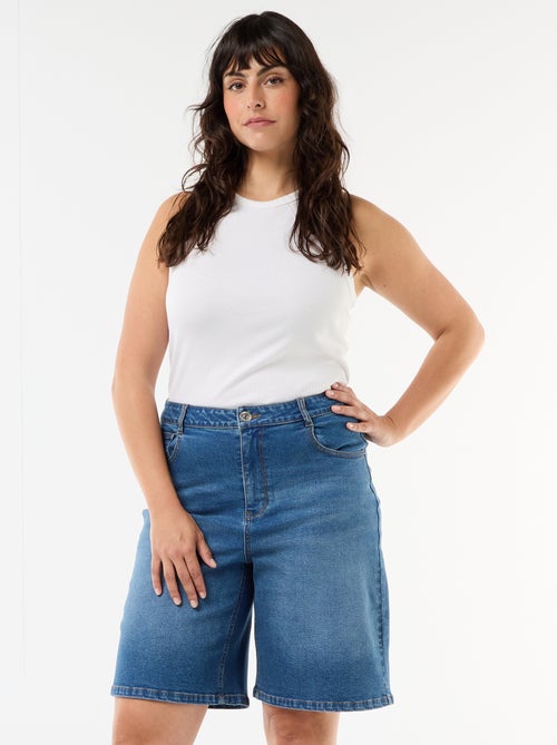 Calções de ganga de cintura subida - Kiabi