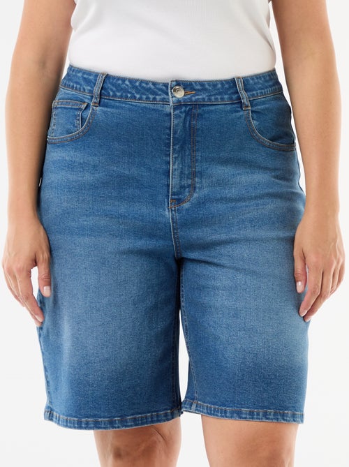 Calções de ganga de cintura subida - Kiabi