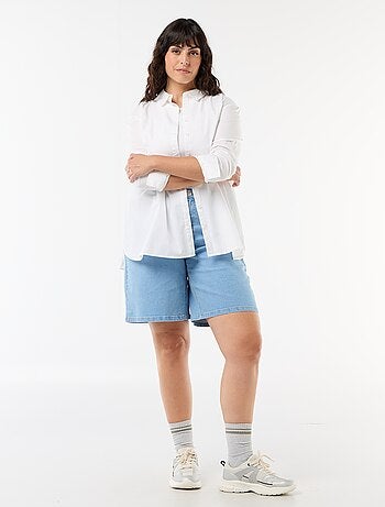 Calções de ganga de cintura subida