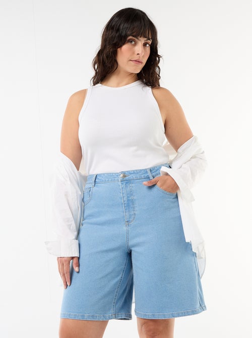 Calções de ganga de cintura subida - Kiabi