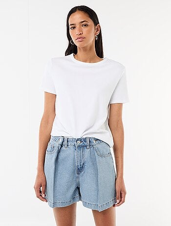 Calções de ganga de cintura subida