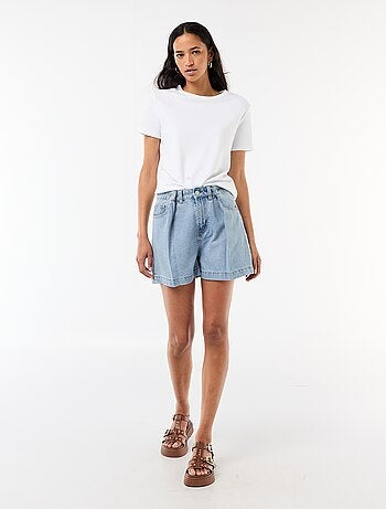 Calções de ganga de cintura subida