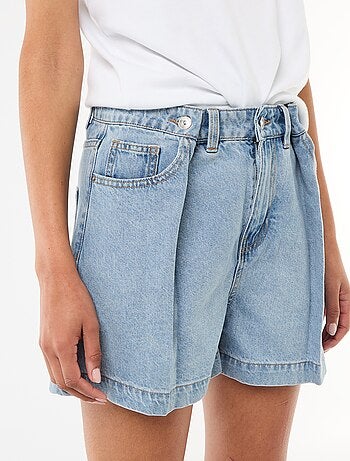 Calções de ganga de cintura subida