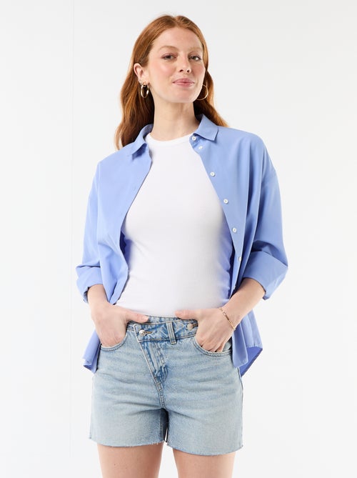 Calções de ganga de cintura subida - Kiabi