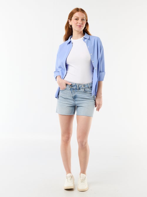 Calções de ganga de cintura subida - Kiabi