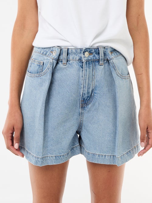 Calções de ganga de cintura subida - Kiabi