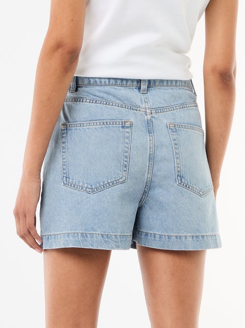 Calções de ganga de cintura subida - Kiabi