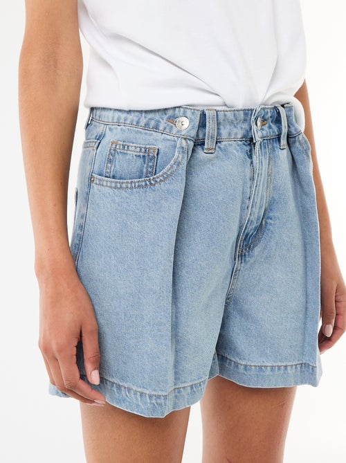 Calções de ganga de cintura subida - Kiabi