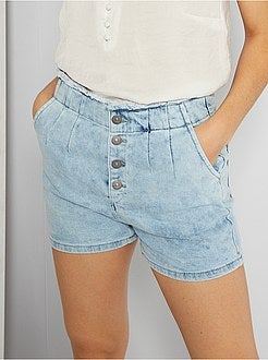 Calções de ganga de cintura subida - Kiabi