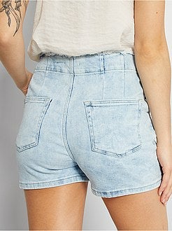 Calções de ganga de cintura subida - Kiabi