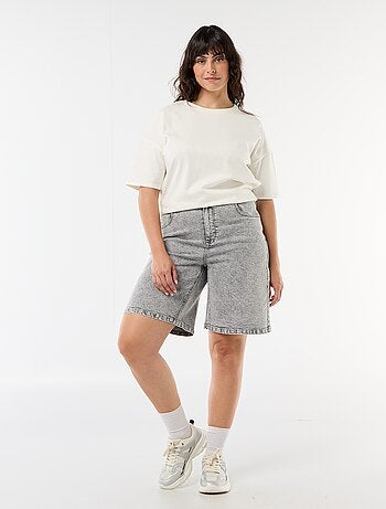 Calções de ganga de cintura subida