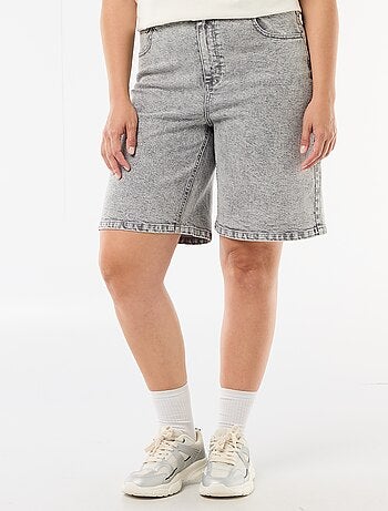 Calções de ganga de cintura subida