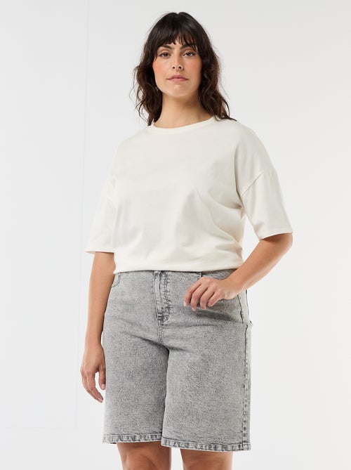 Calções de ganga de cintura subida - Kiabi