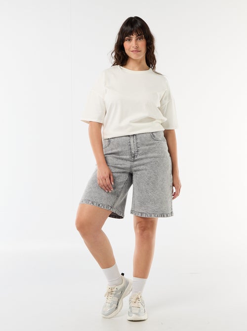 Calções de ganga de cintura subida - Kiabi