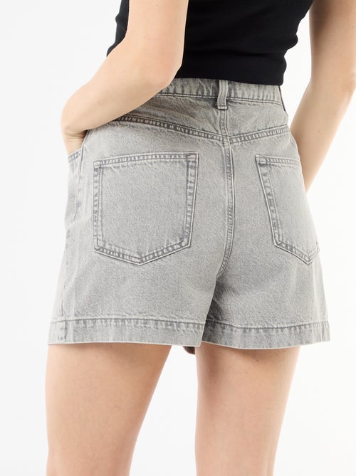 Calções de ganga de cintura subida - Kiabi