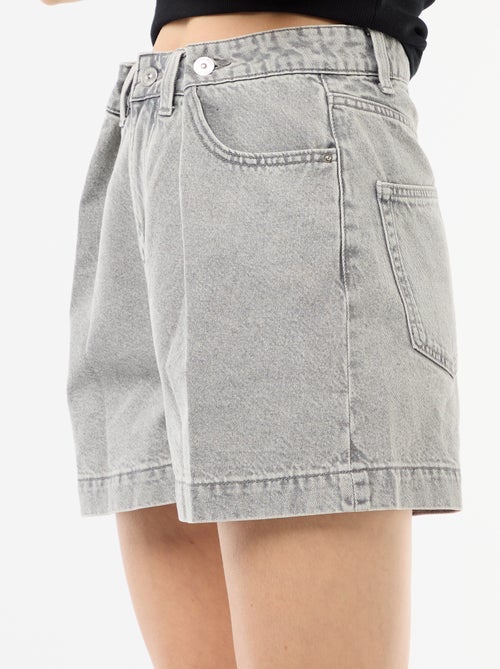 Calções de ganga de cintura subida - Kiabi