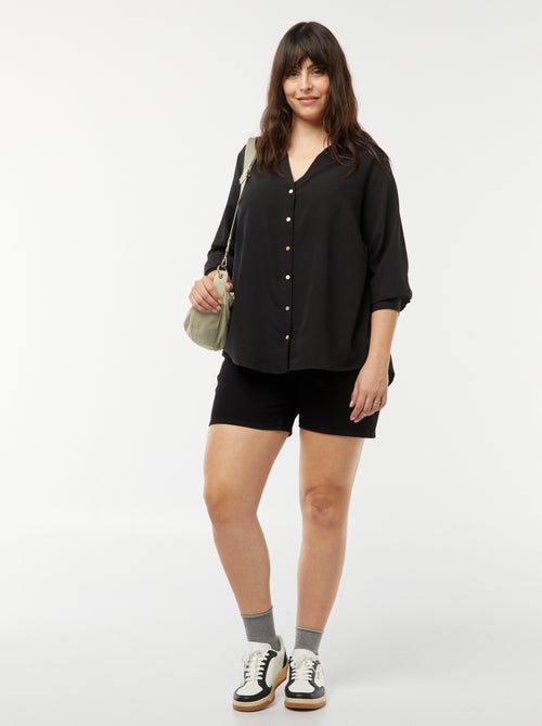 Calções de ganga de cintura subida com 5 bolsos - Kiabi