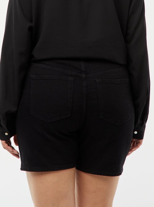 Calções de ganga de cintura subida com 5 bolsos - Kiabi