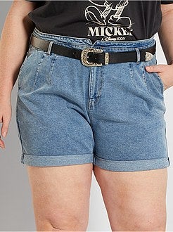 Calções de ganga elástica + cinto - Kiabi