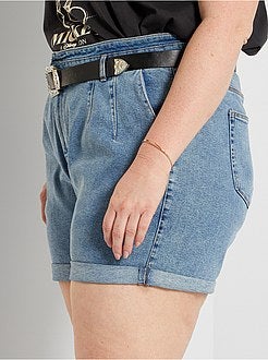 Calções de ganga elástica + cinto - Kiabi