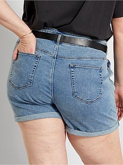 Calções de ganga elástica + cinto - Kiabi