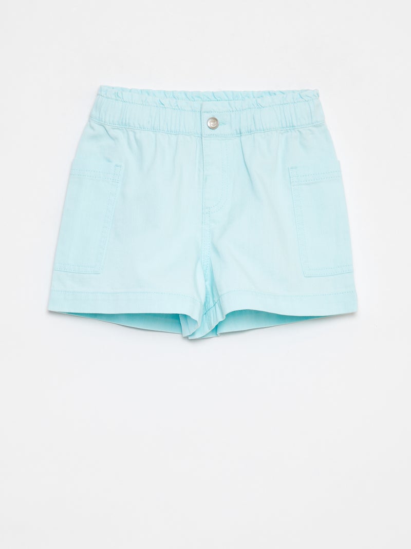 Calções de ganga lisos com bolsos Azul - Kiabi