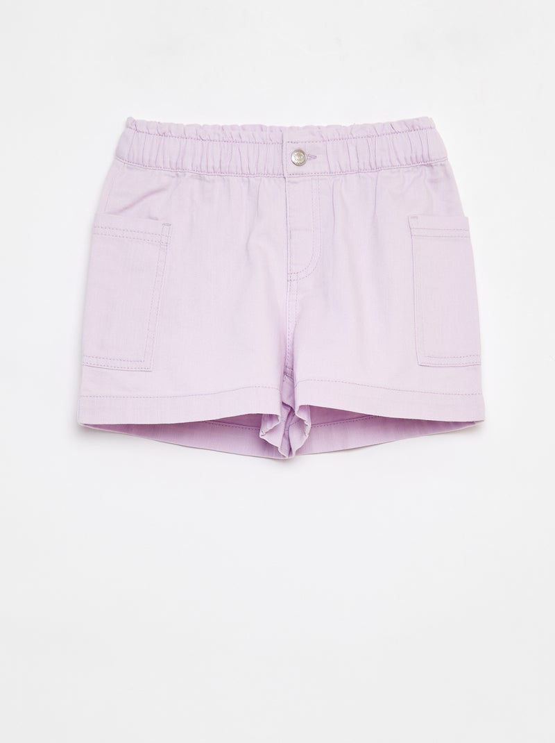 Calções de ganga lisos com bolsos Violeta - Kiabi