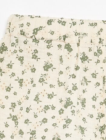 Calções de gaze de algodão com estampado floral