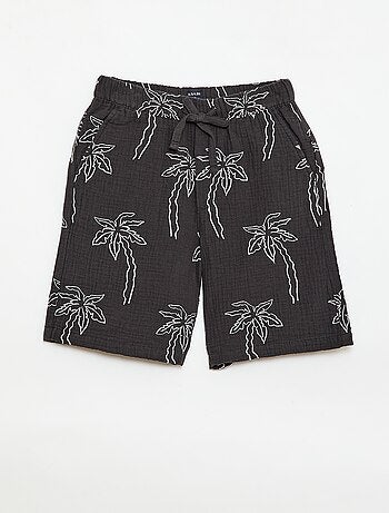 Calções de gaze de algodão com motivo bordado
