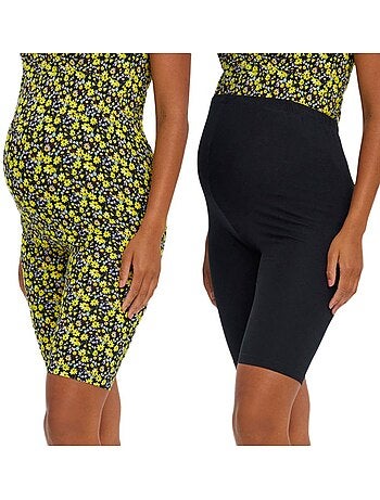 Calções de Gravidez Mamalicious Biker X2 Pretos/Amarelos para Mulher
