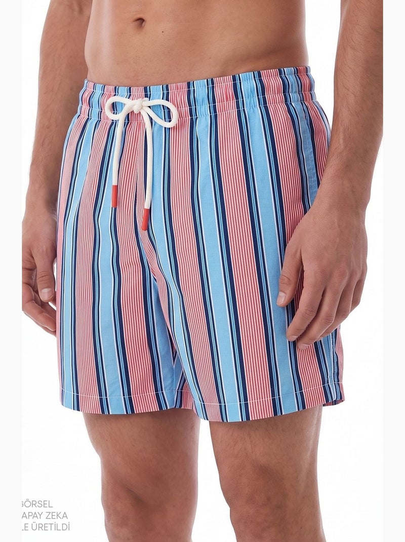 Calções de homem às riscas deep sea penti Azul Rosa Branco - Kiabi
