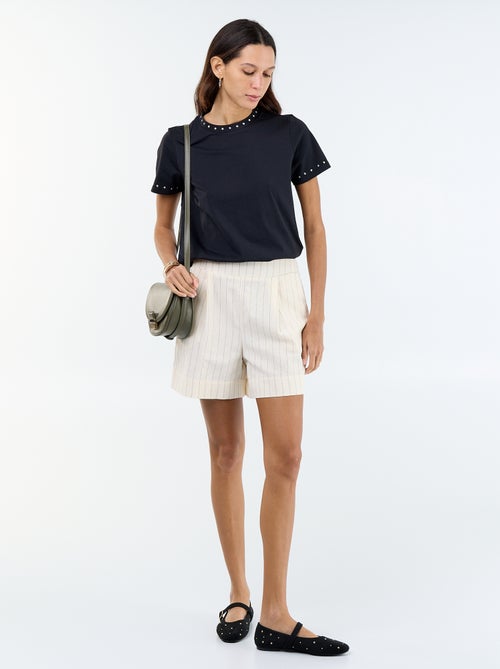 Calções de linho misto lisos - Kiabi